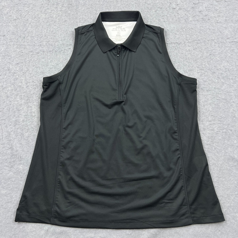 Peter Millar E4 Vest Women's XL Black 1/4 Zip Sleeveless Wicking Golf Pullover